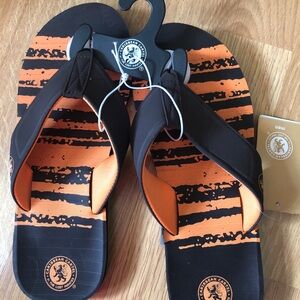 Caribbean Men's Orange and Black Flip Flops